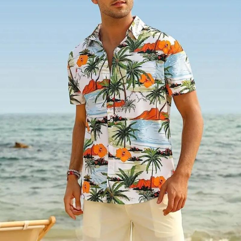 Sommerhemd Kurzarm Hawaiidesign Herren