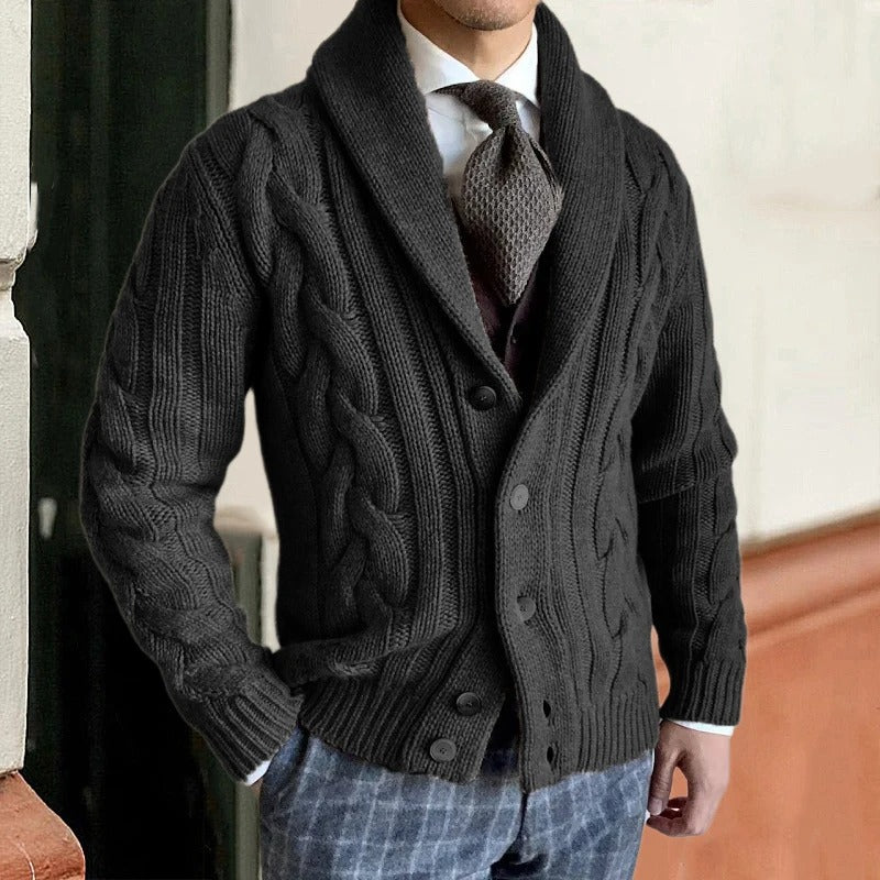 Herren Strickjacke Warm Zopfmuster Winter