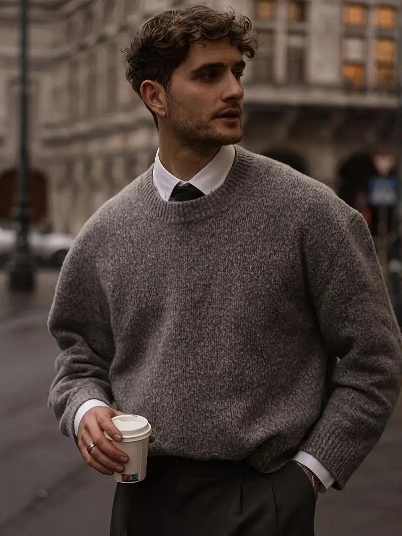 Herren Strickpullover Bequem Rundhals - IdealeKleiden