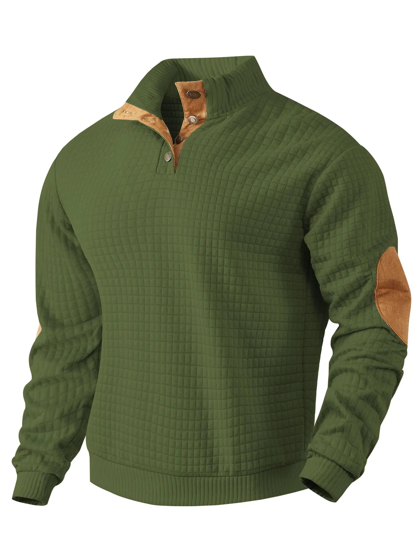 Waffelpullover Herren Warm Ellbogen Pads