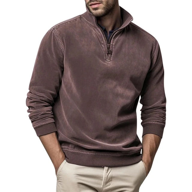 Herren Sweatshirt Lässig Viertelreißverschluss