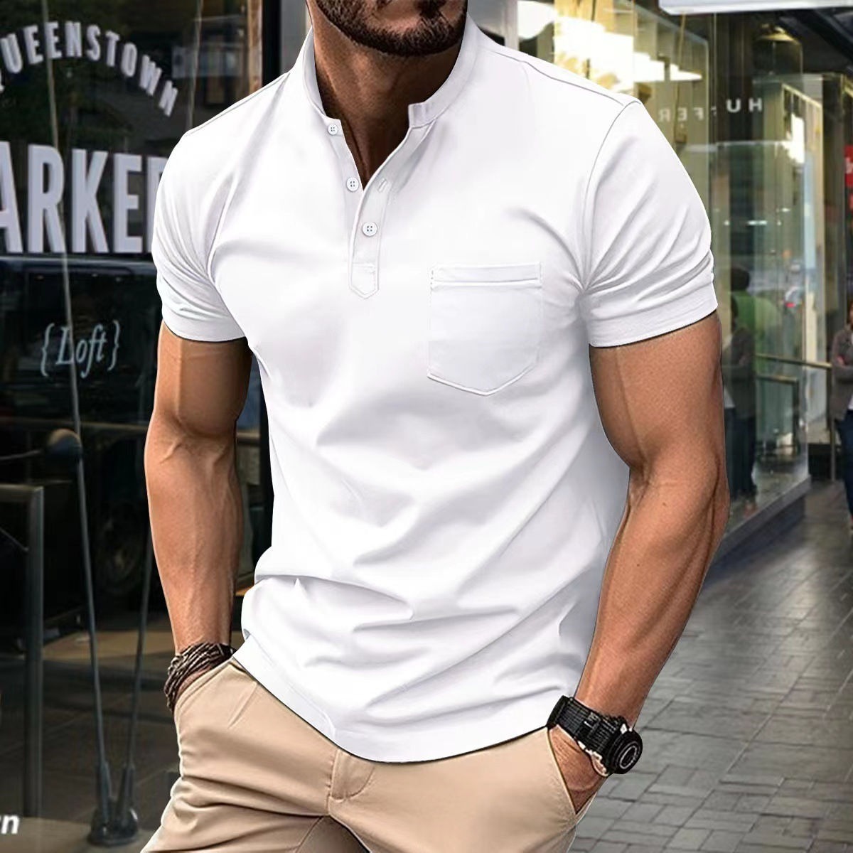 Herren T-Shirt Kurzarm Poloshirt Komfort