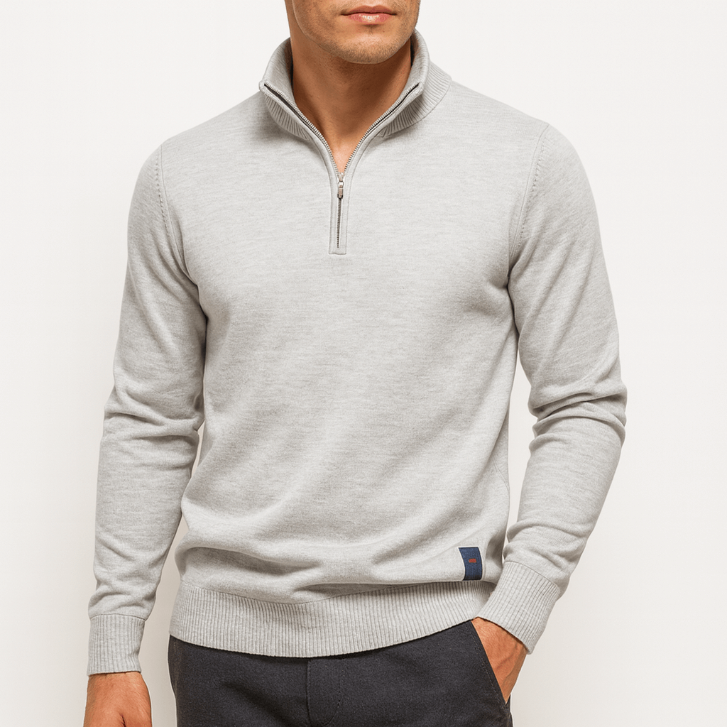 Stylischer Pullover mit Stehkragen Zip