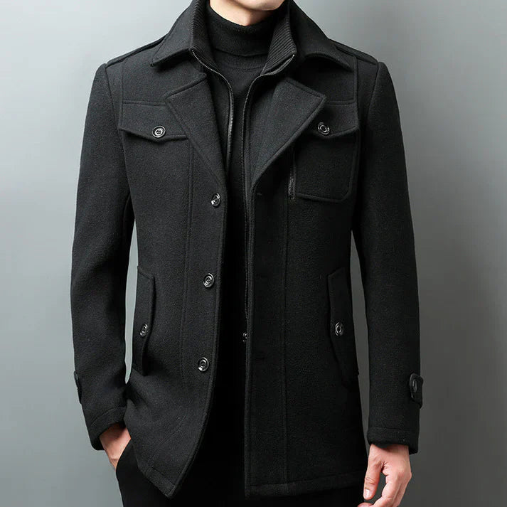 Herren Wolljacke Strukturiert Reverskragen