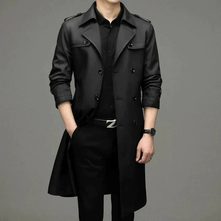 Herren Trenchcoat Zweireiher Mittellang
