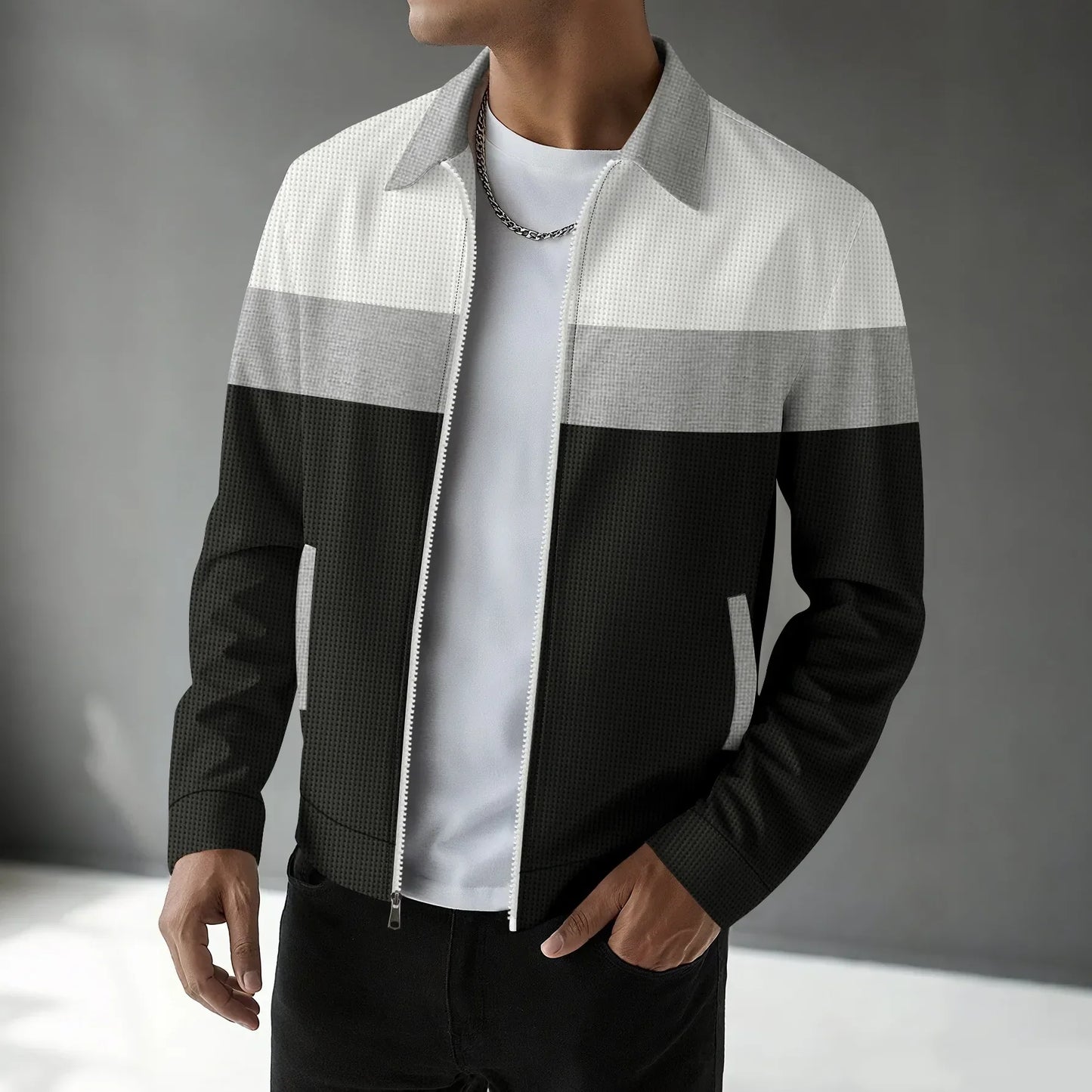Herren Cardigan Waffelmuster Trendy