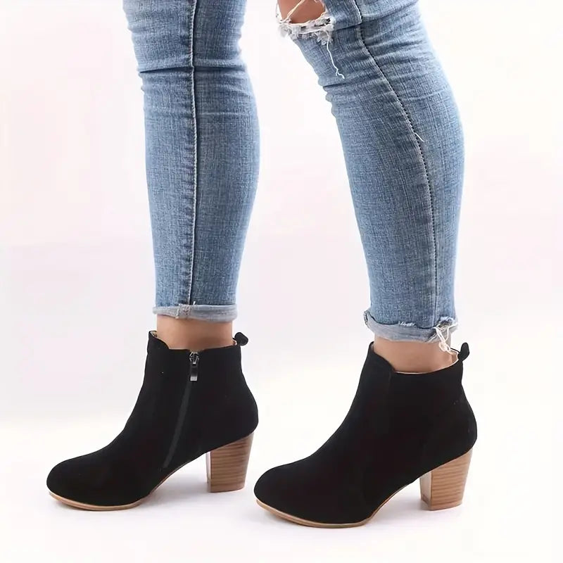 Damen Stiefeletten Hoch Hacken Seitenreißverschluss