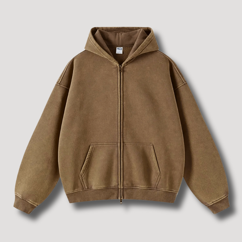 Übergroßer Hoodie Pullover Kapuze Reißverschluss