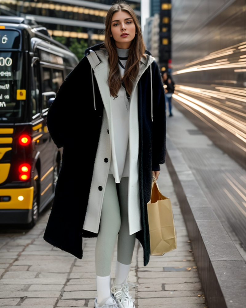 Warm gefütterte Winterjacke Damen Kapuze