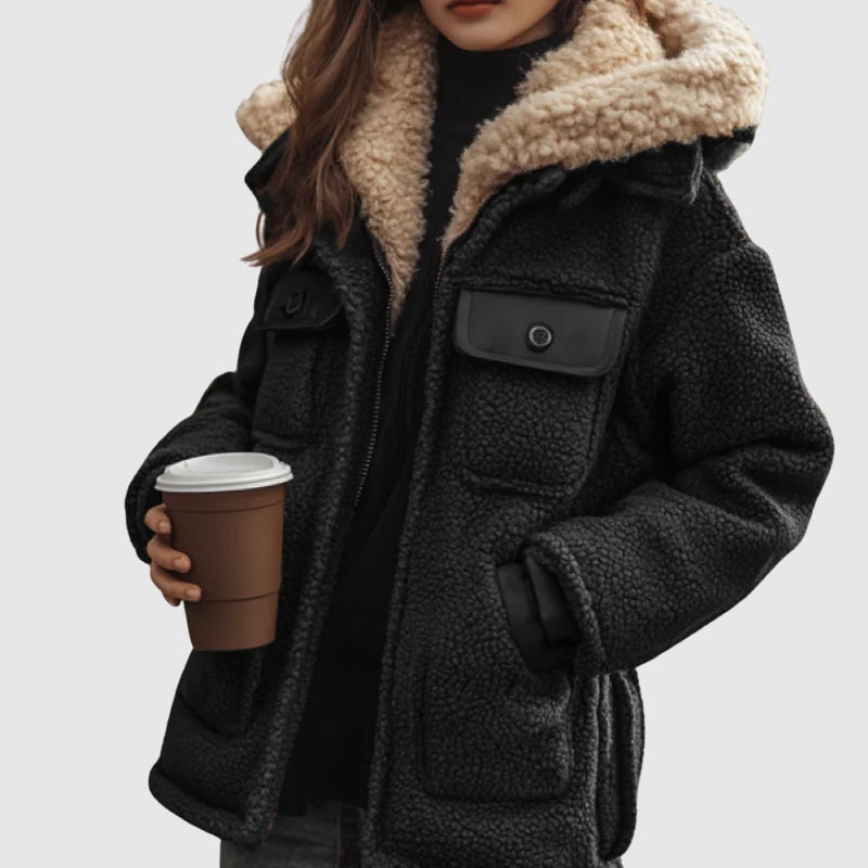 Damen Wintermantel Sherpa Gefüttert Warm