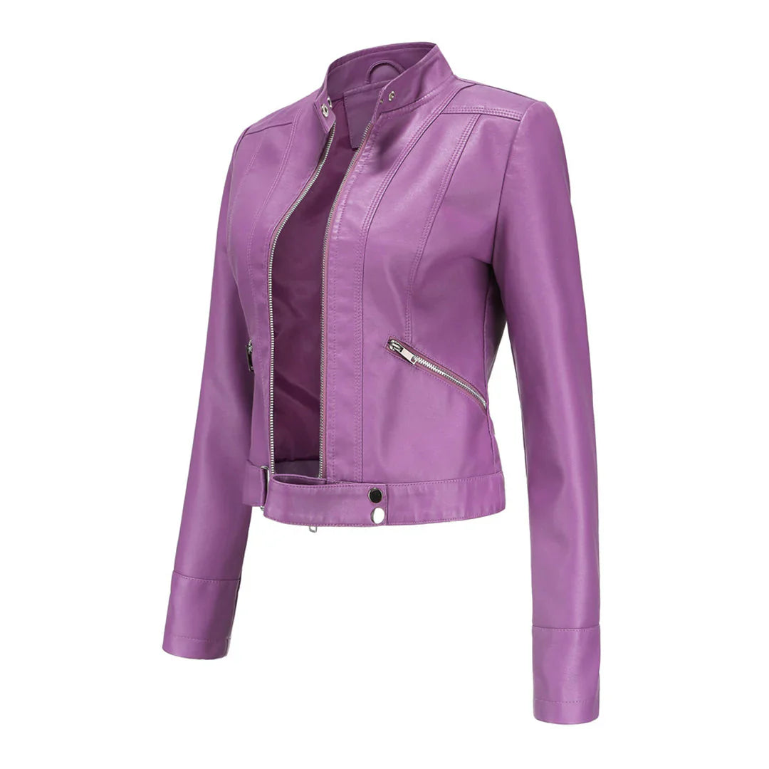 Stylische Lederjacke Damen Elegant Ledermantel