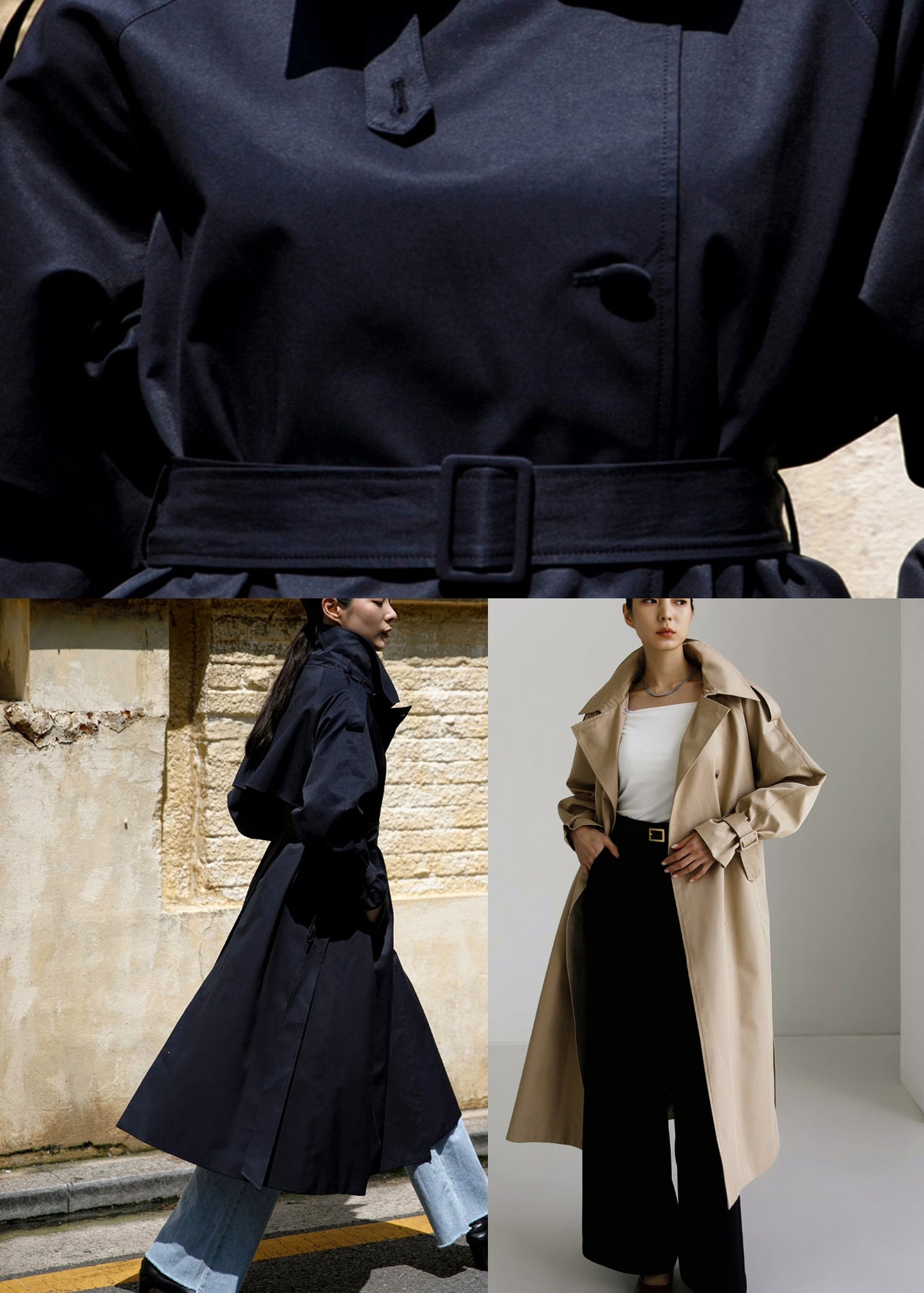 Stylischer Damen Trenchcoat mit Umhangkragen und Seitentaschen