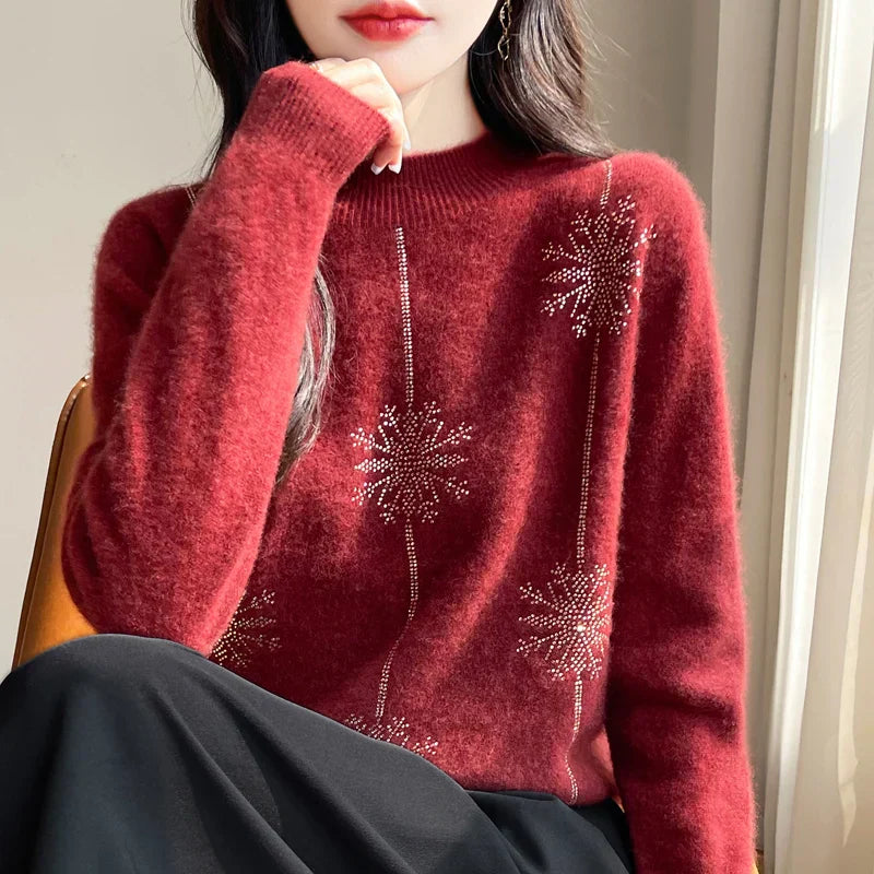 Damen Pullover Weich Warm Winter
