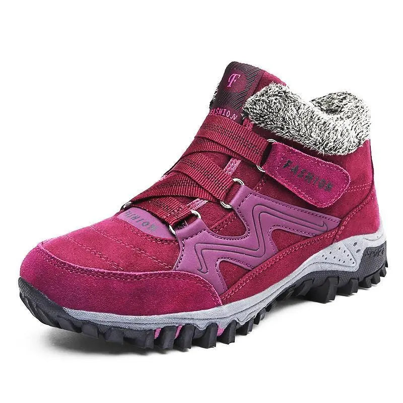 Wasserdichte Stiefeletten Schwarz Frauen - Warme Winterstiefel Lederschwarz