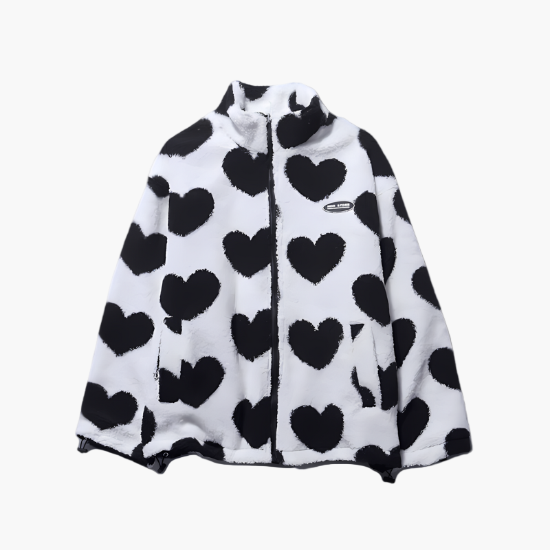 Stylische Fleecejacke Mit HerzMotiv