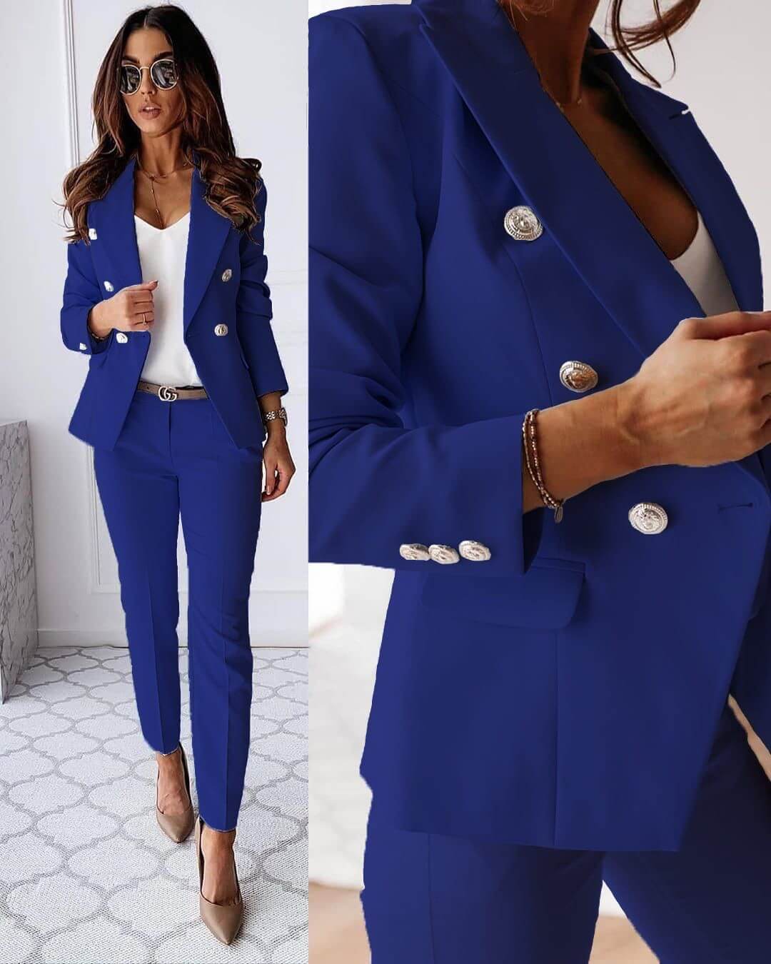 Eleganter Frauenanzug mit Blazer und Hose
