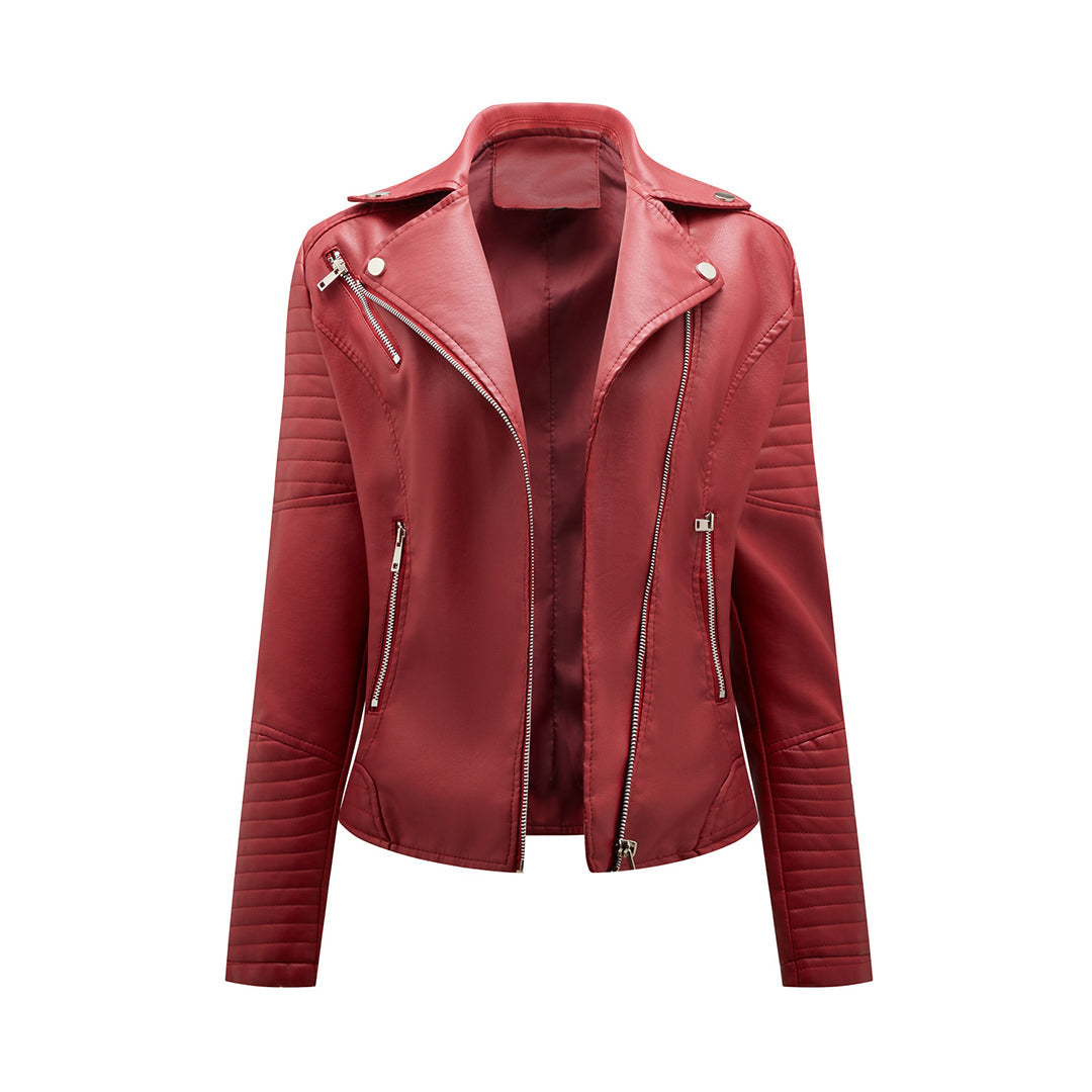 Modische Lederjacke Herbst Trend