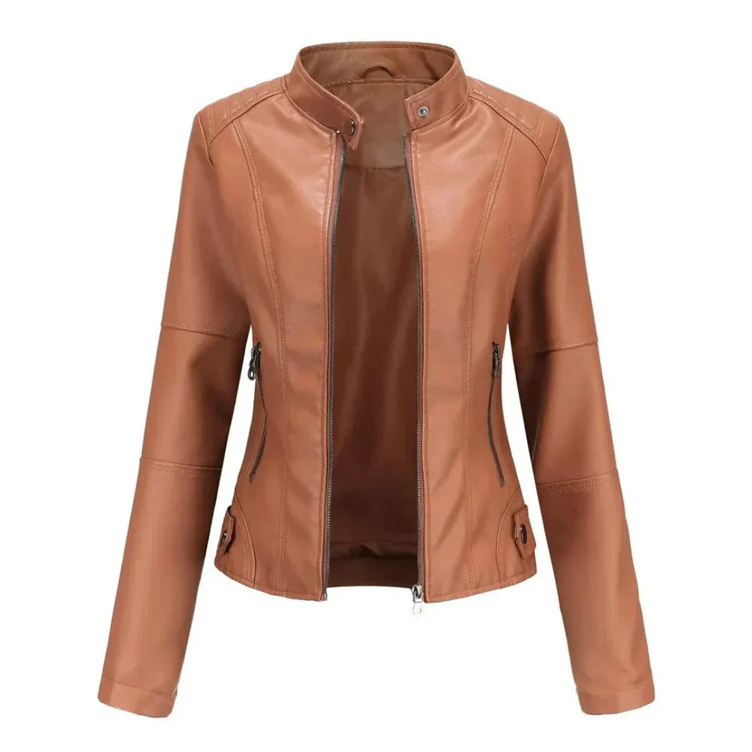 Lederjacke Mit Mandarin Kragen Trendy Style