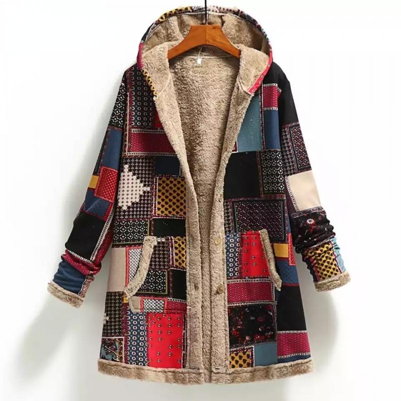 Dicke Fleece-Jacke Warm Bedruckt Damen