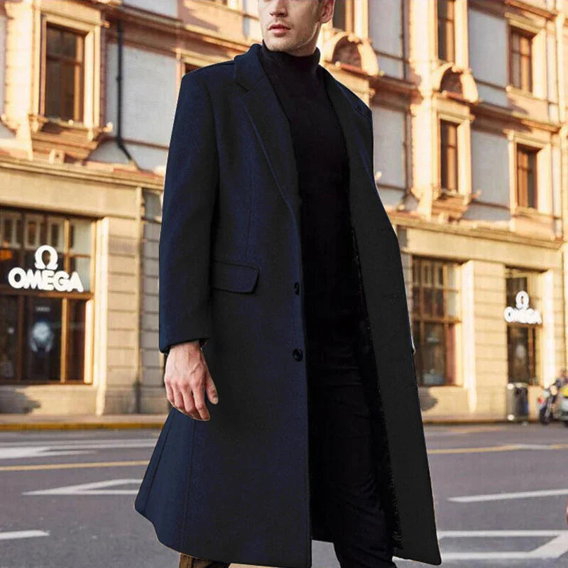 Herren Wollmantel Lang Elegant Winter