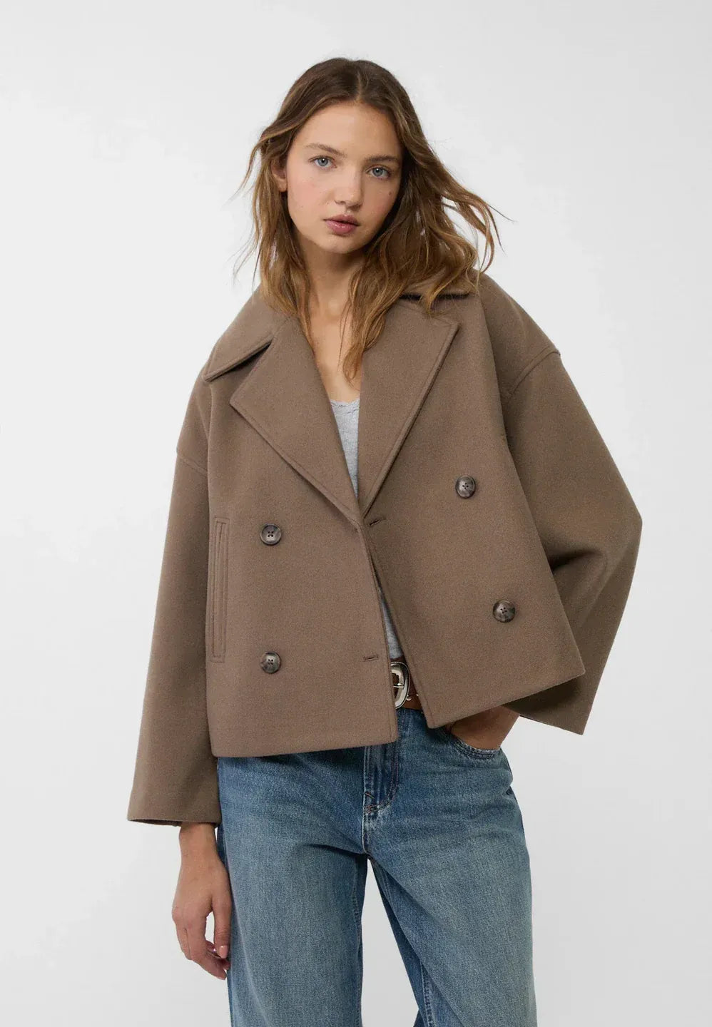 Stylische Kurzmantel Damen Boxig Cut