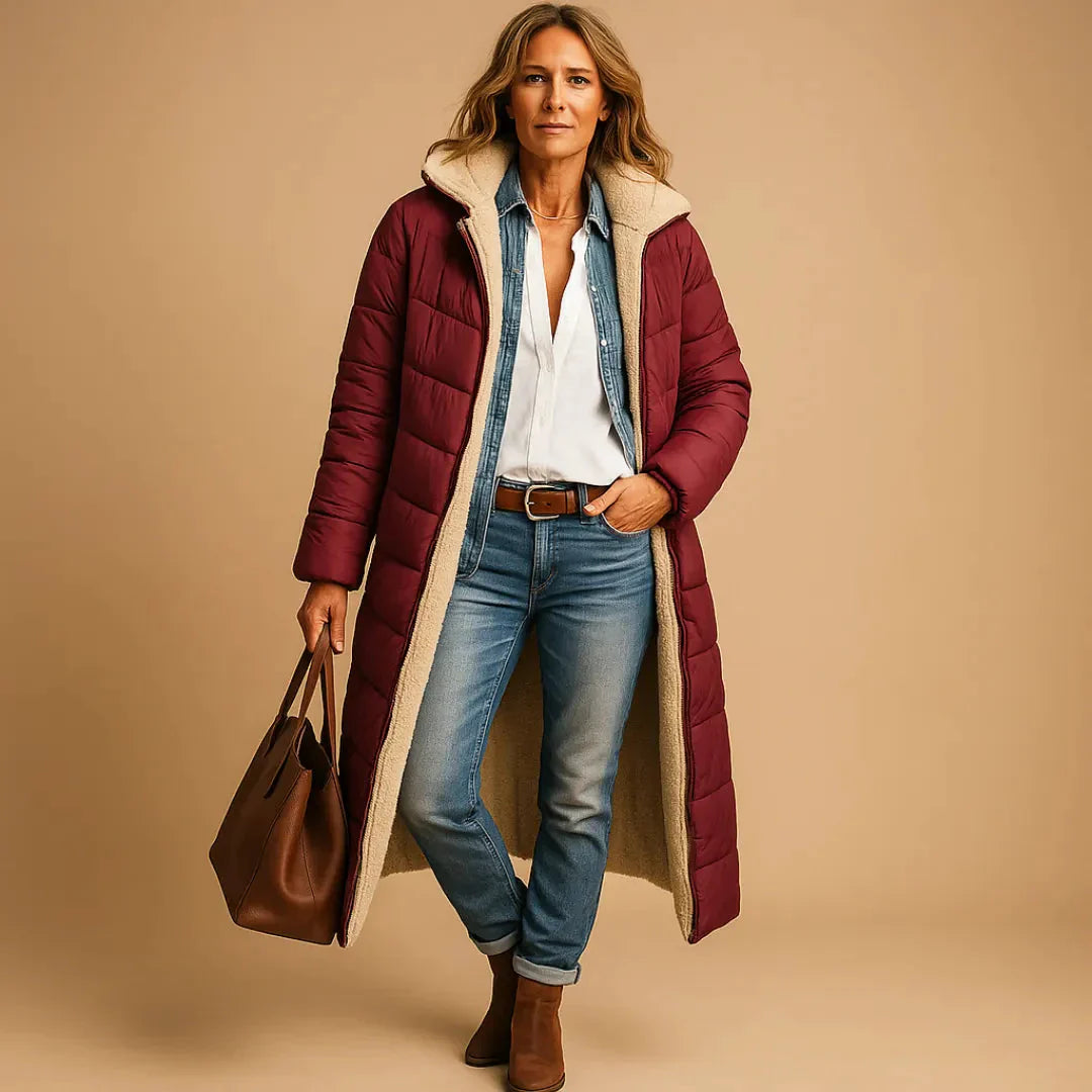 Langer Puffermantel Steppjacke Damen