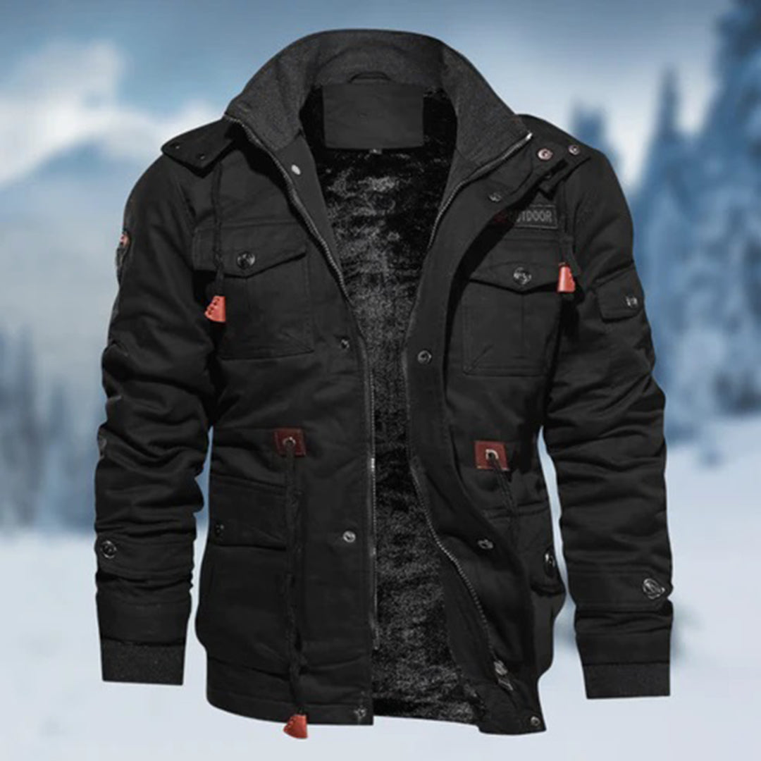 Herren Bomberjacke Warm Gefüttert Stehkragen