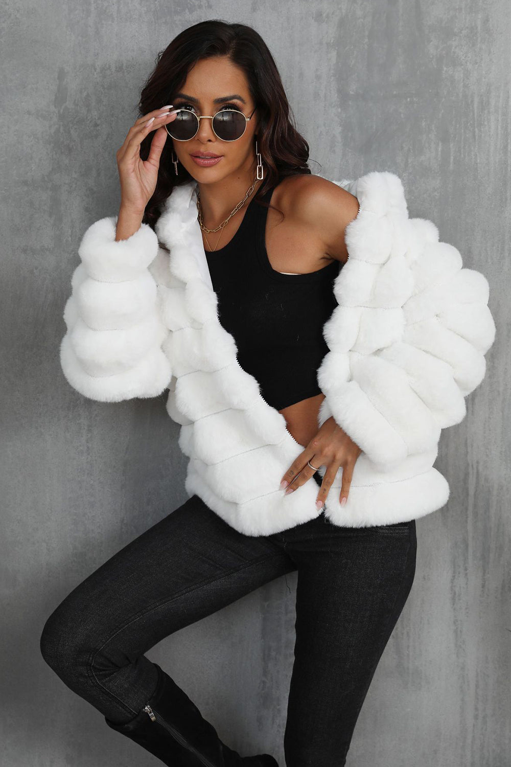 Damen Teddyjacke Kapuze Oversized