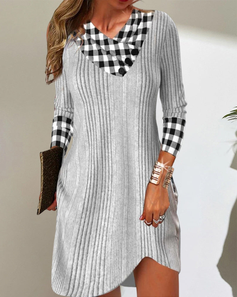 Frauenkleid V-Ausschnitt Bunt - IdealeKleiden