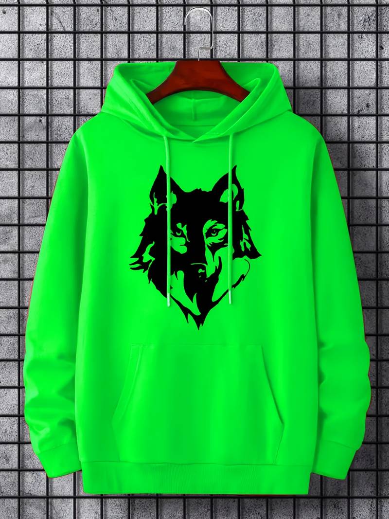 Herren Kapuzenpullover Wolf Muster Trendy