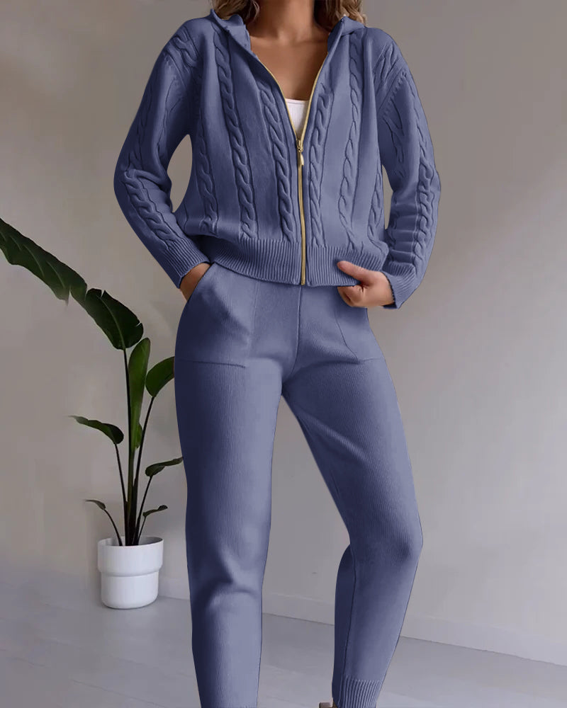 Stylisches Cardigan-Set mit Twist-Design und lässigem Look