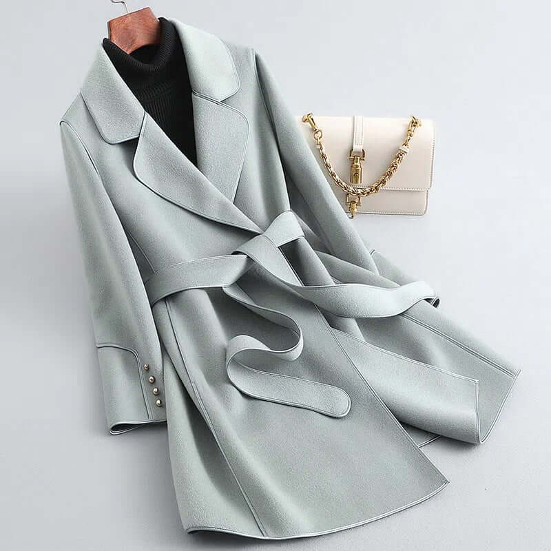 Damen Wollmantel Lang Elegant Winter