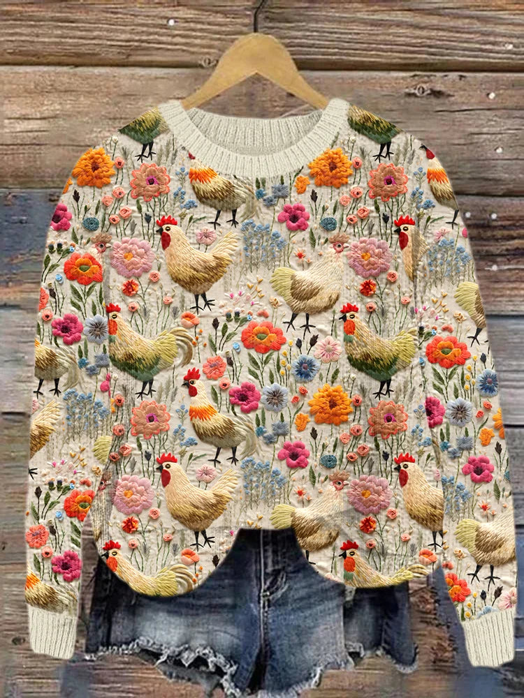 Freizeitpullover Bauernhof Huhn Design - IdealeKleiden