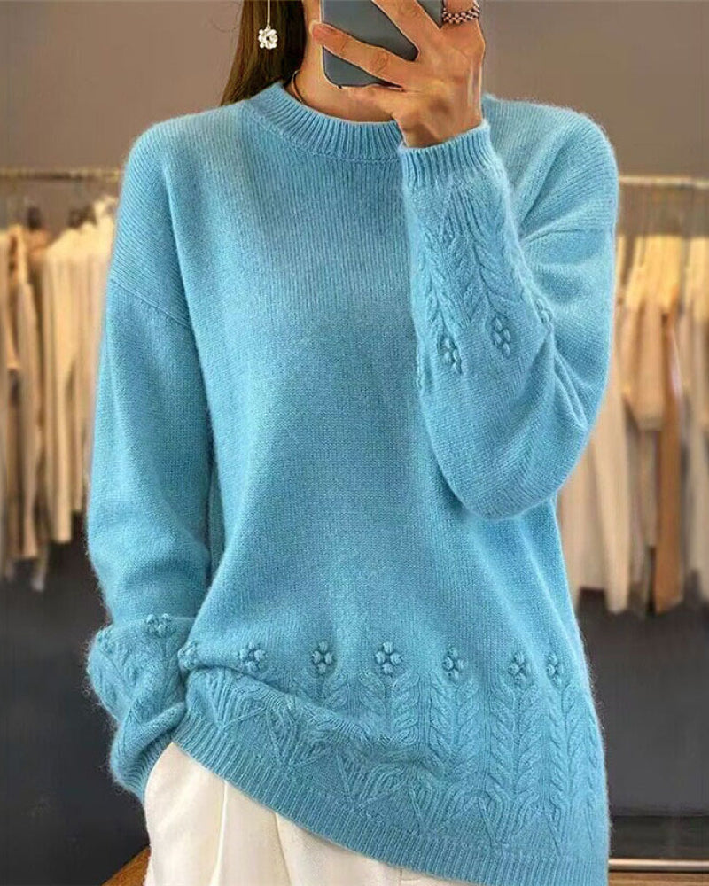 Stylischer Einfarbig Pullover Retro Chic