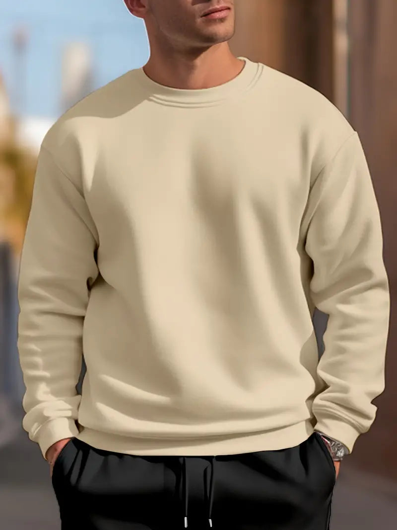 Einfarbiger Rundhals Pullover Männer