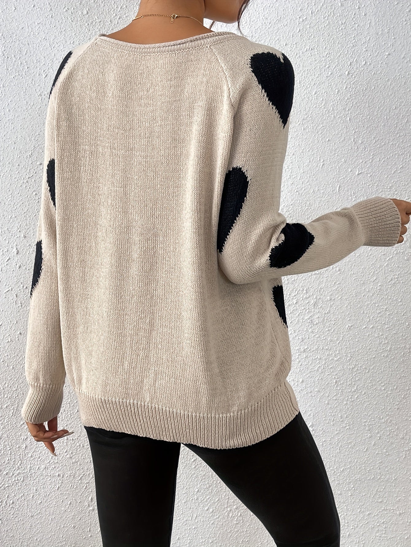 Romantischer Pullover Herz Muster Weich - IdealeKleiden