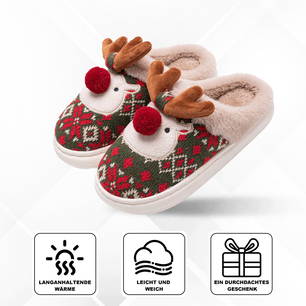 Weihnachtspantoffeln Rentier Weich & Warm