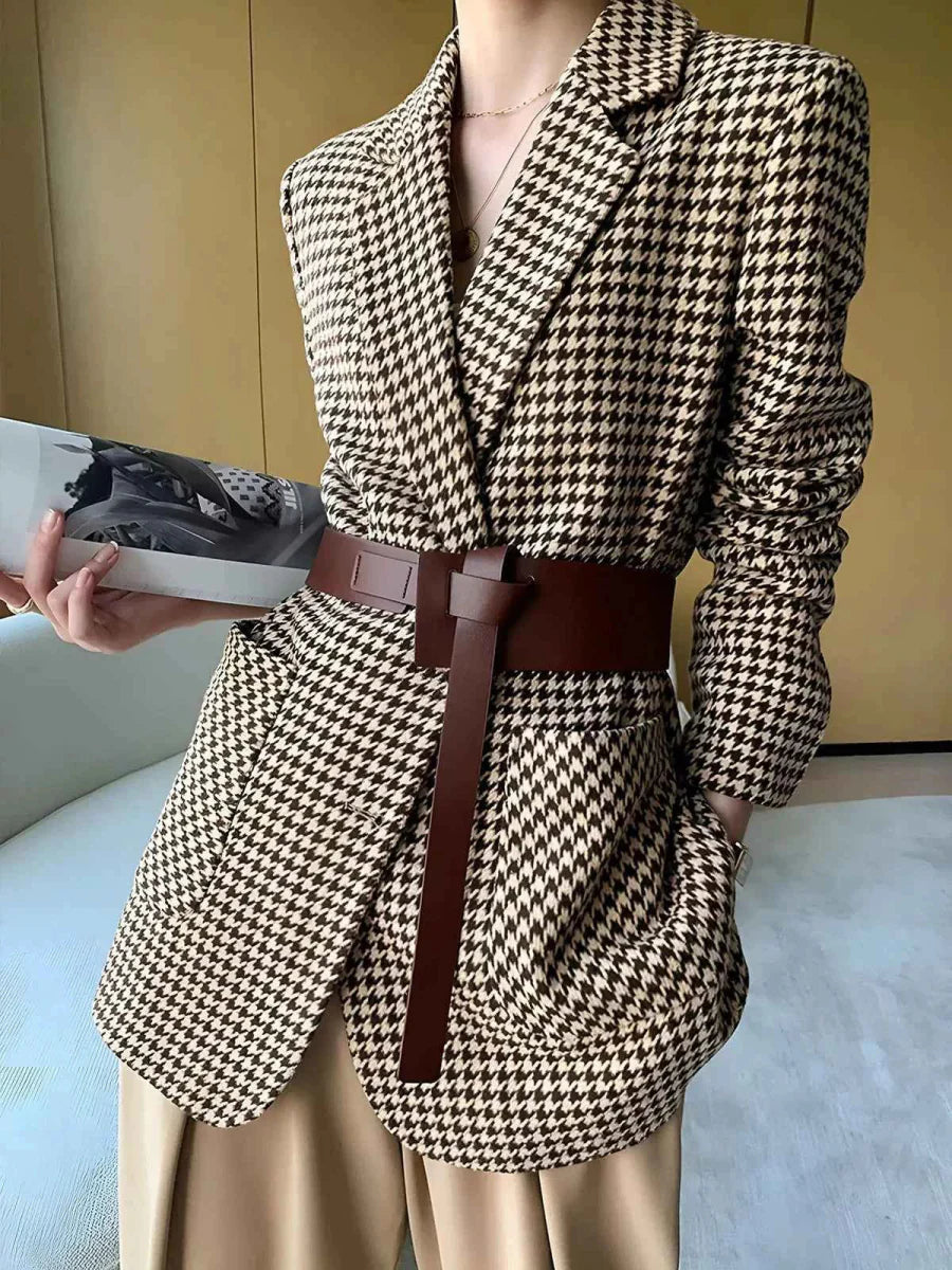Damen Blazer Elegant mit Gürtel - IdealeKleiden
