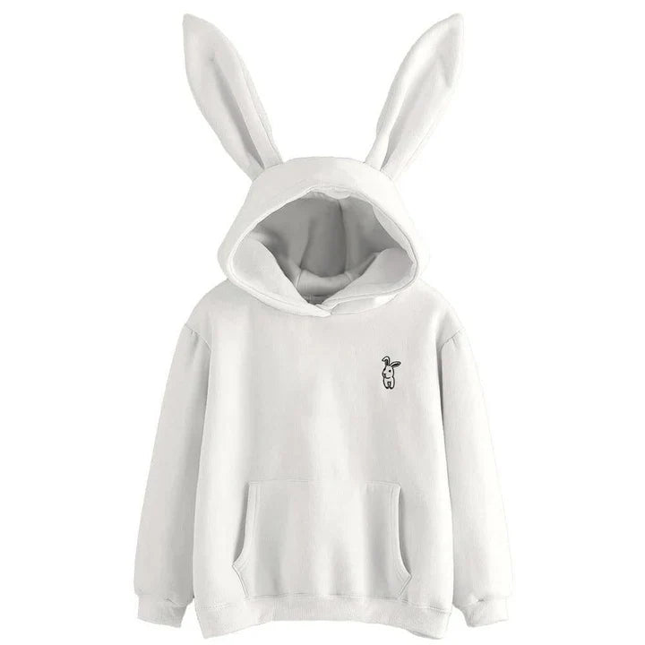 Damen Sweatshirt Kapuze Hase Ohren Kuschel