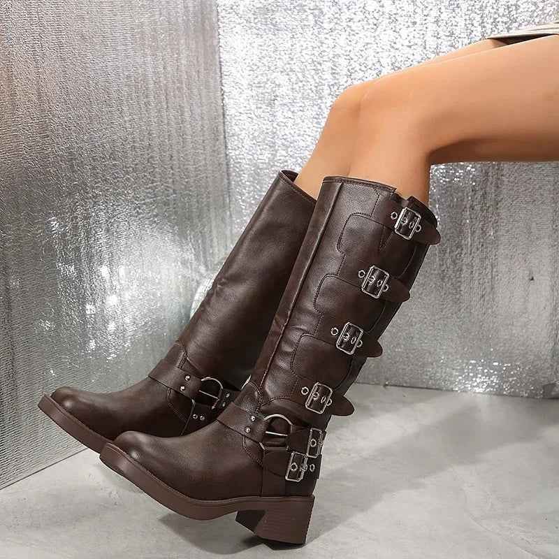 Stiefel Biker Schnalle Leder