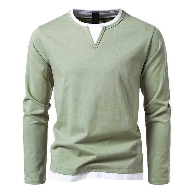 Herren Langarmshirt Modern Henley Style