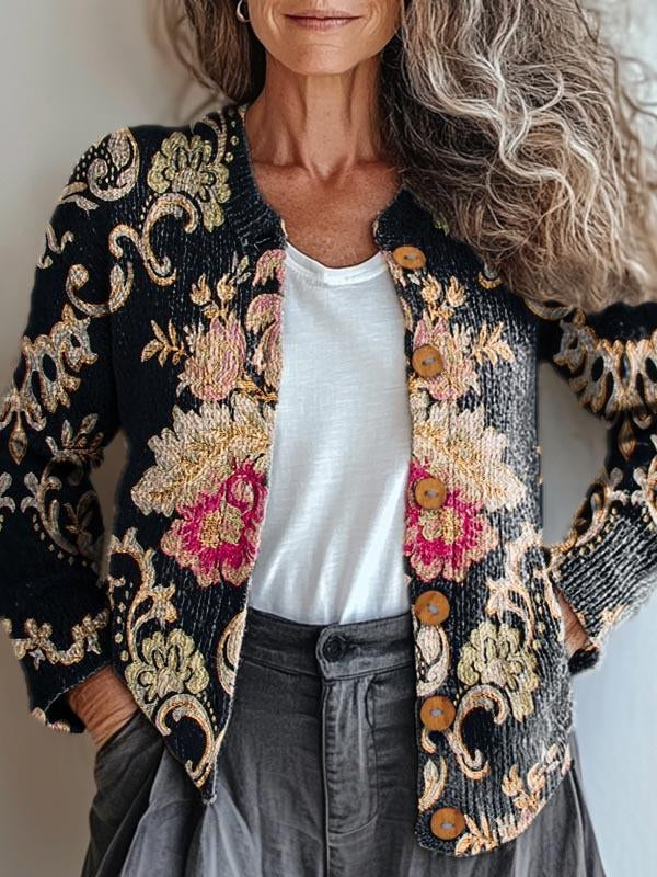 Blumenjacke Damen Elegant Bestickt - IdealeKleiden