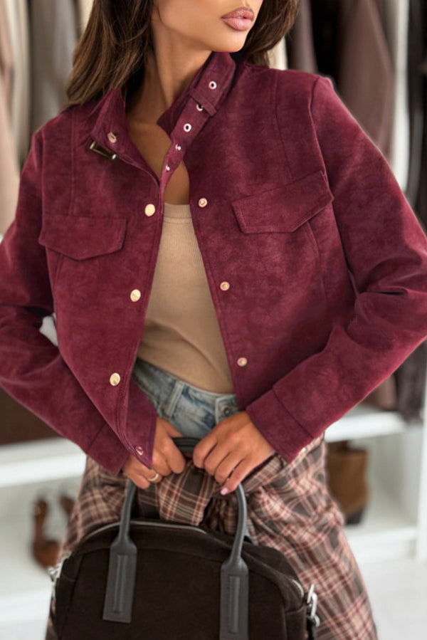 Stilvolle Langarmjacke Mit Knöpfen Frauen