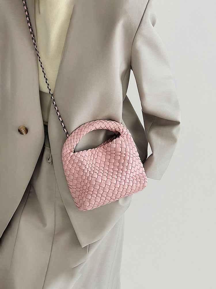 Kleine Geflochtene Handtasche Weich Optik