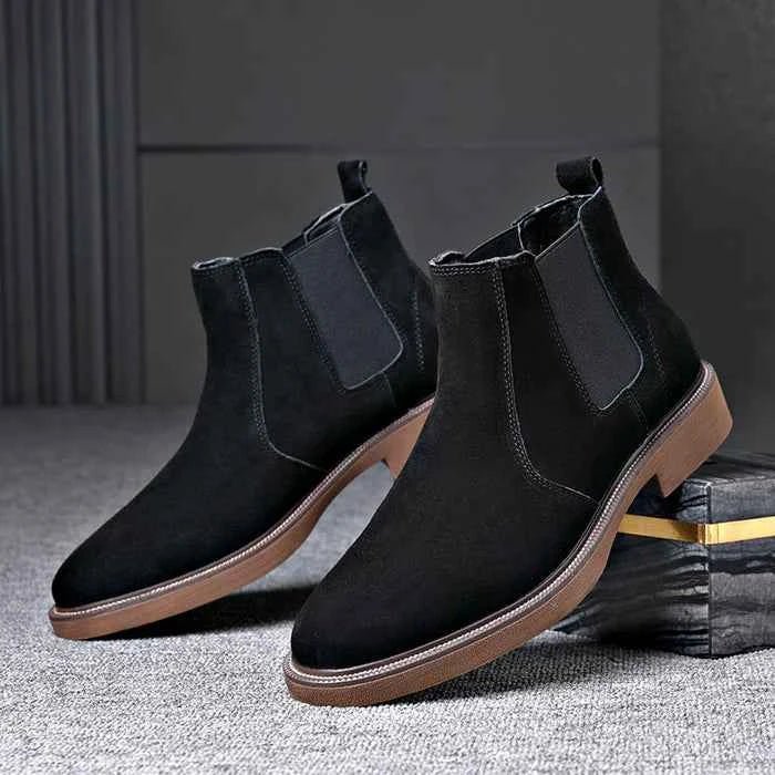 Herren Chelsea Stiefel Schwarz Lederschaft