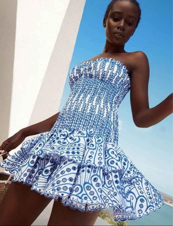 Sommerkleid Ohne Schultern Rüschenrock Damen