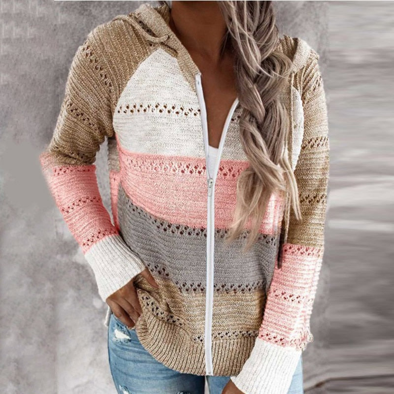 Kuschel-Strickcardigan mit Kapuze Warm