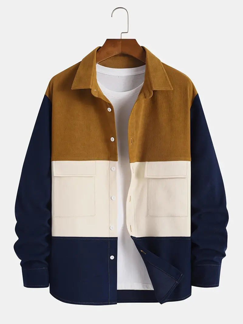Farbblock Hemd Modern Herren - IdealeKleiden