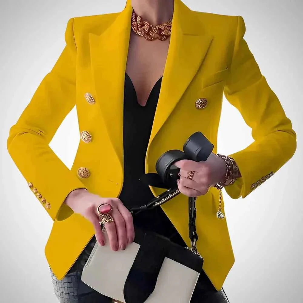 Damen Blazer Doppelreihe Luxus Goldknöpfe