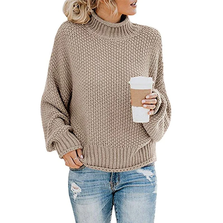 Weicher Rollkragen Pullover Grobstrick Sweater